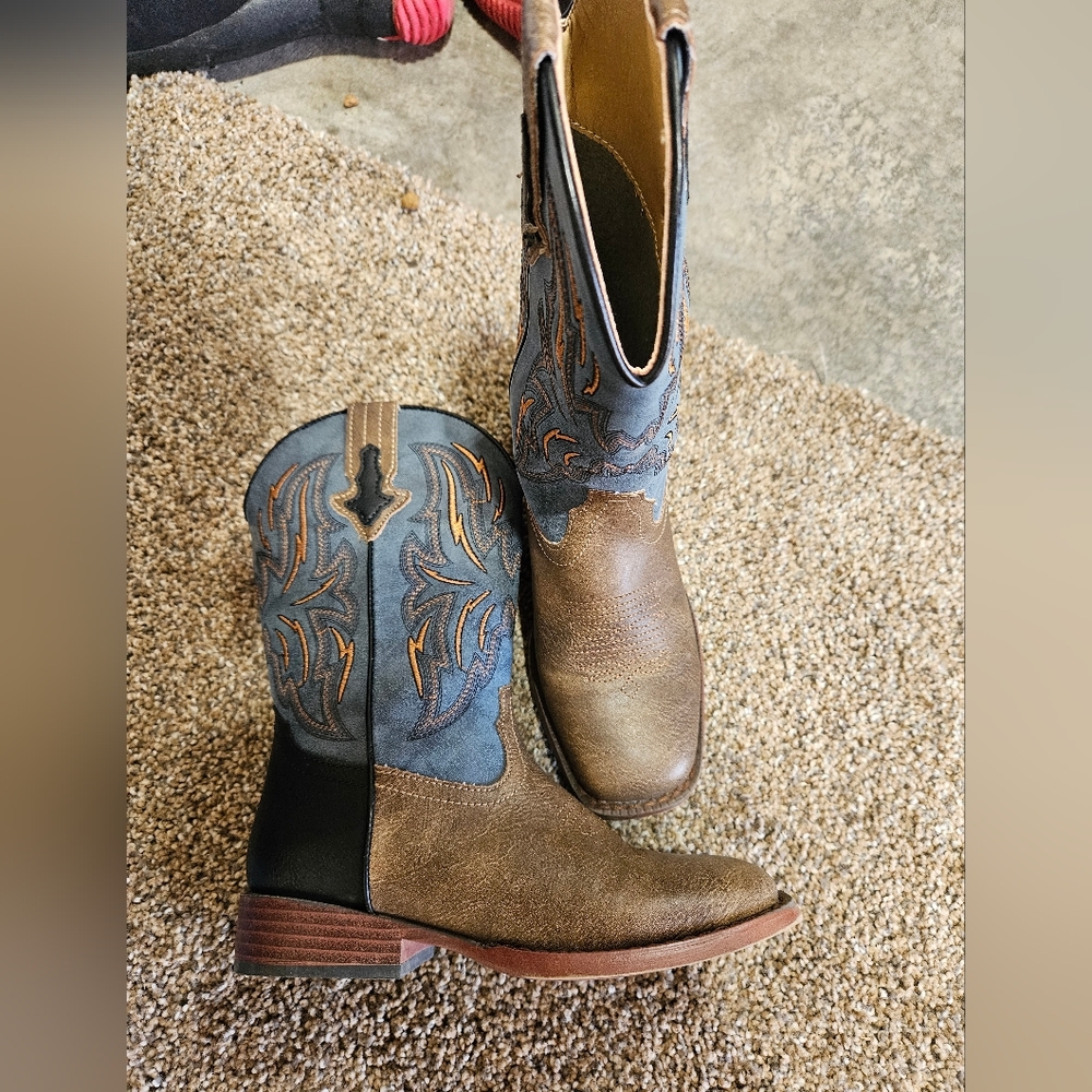 Brown and Blue Western Boots